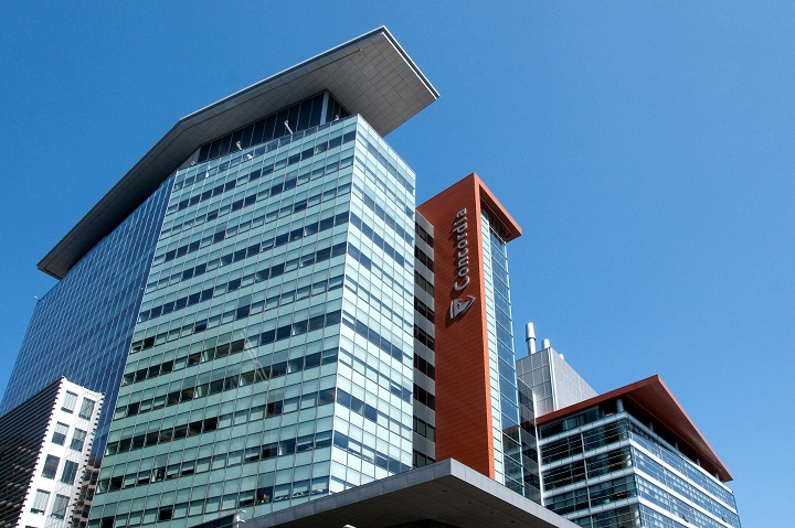 Part of the Concordia University complex building in downtown Montreal.