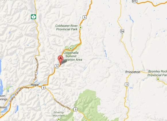 The area of the accident on the Coquihalla.