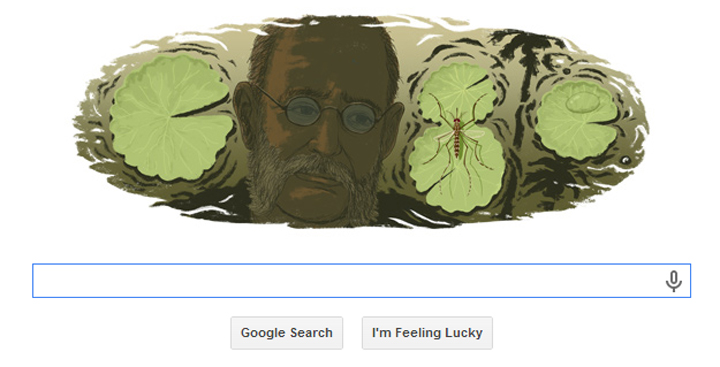 On Tuesday’s Doodle, Finlay’s face is seen alongside three lily pads – one of which has a mosquito on it. 