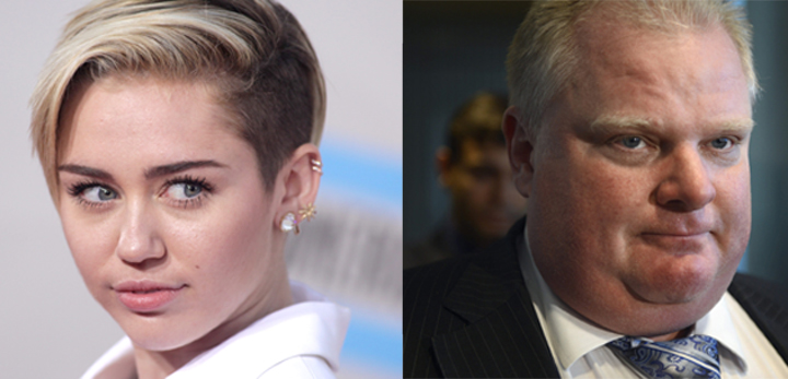  Yahoo Canada is out with its ninth annual list of top searches and twerking pop star Miley Cyrus (left)  tops the list for 2013 ahead of Toronto mayor Rob Ford.