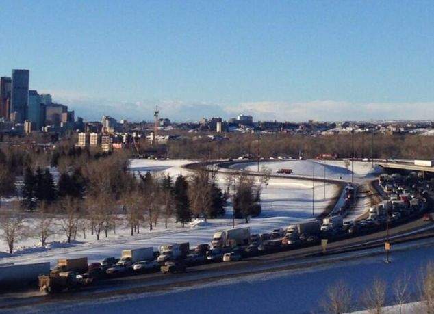 A crash on Deerfoot Trail led to backups in the area.