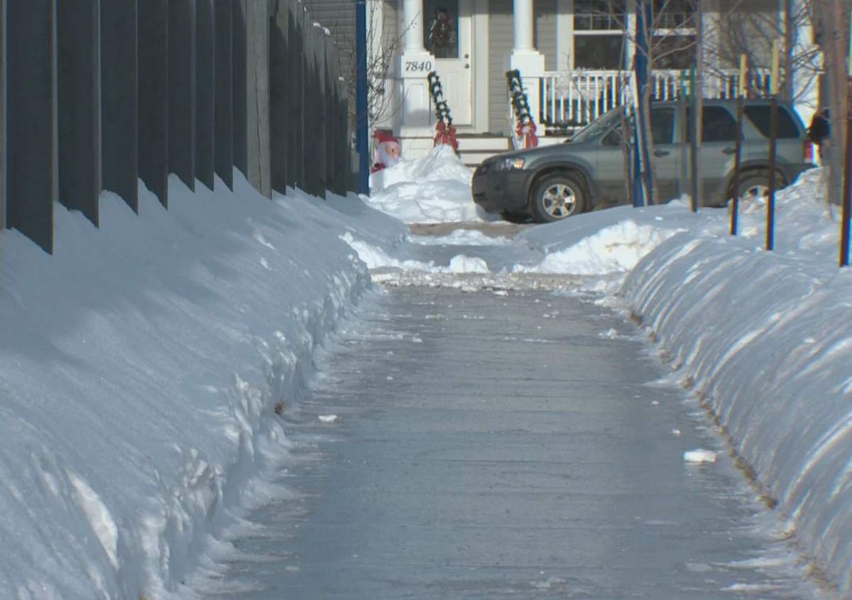 One of Edmonton's many slippery sidewalks.