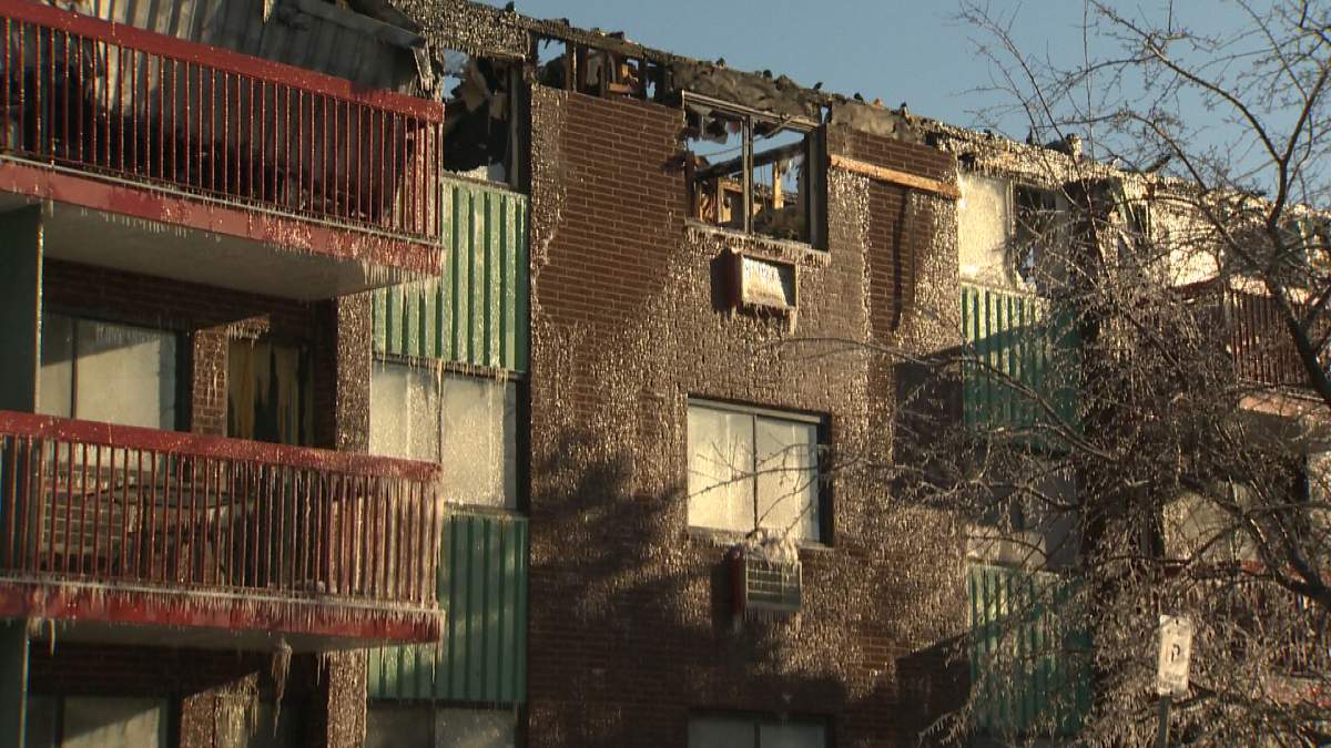 This is all that was left of the building on Tuesday after a massive fire engulfed the apartment building. 