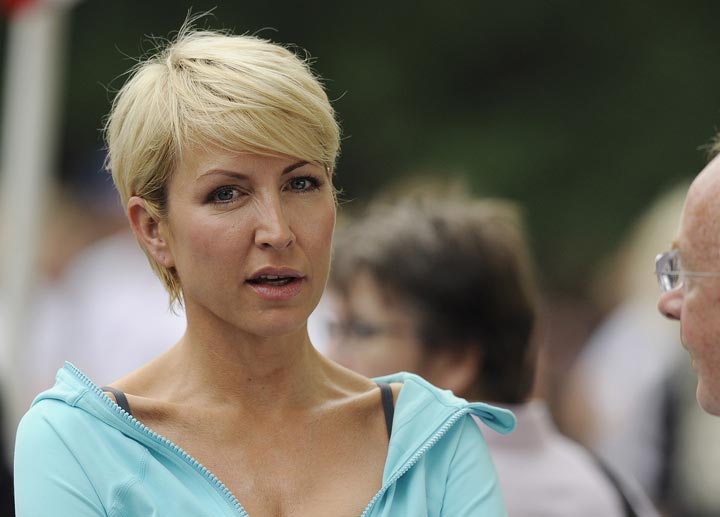 In this Sunday, June 27, 2010 file photo Heather Mills attends the Achilles Hope and Possibility Race in New York's Central Park. Heather Mills the former wife of Beatles star Paul McCartney has been accused of lunging at a Paralympic official in a fit of rage and screaming insults after being forced to abandon her attempt to qualify for the British skiing team for the Sochi 2013 games.