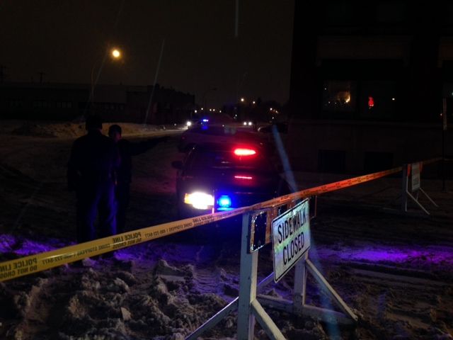 The Edmonton Police Service investigates hit and run in downtown Edmonton, Monday, December 2, 2013.
