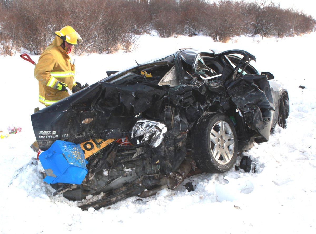 Highway 20 crash between Rimbey and Bentley Tuesday, December 10.