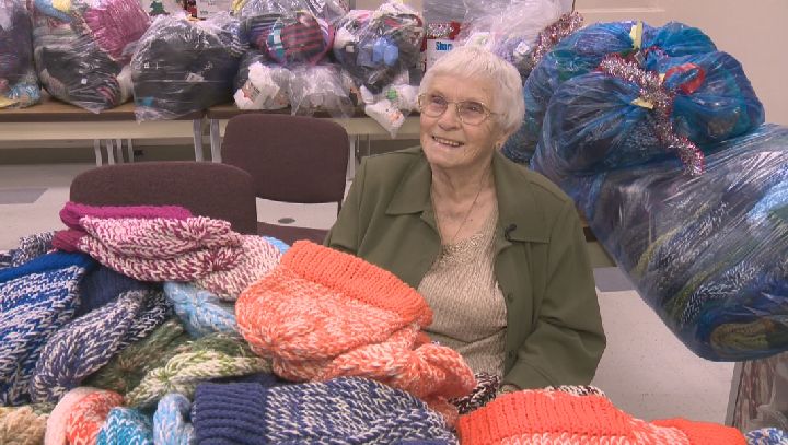 This year 85-year-old Jane Van Zyll Langhout knitted 1,000 toques which will be given to the less fortunate, just in time for Christmas.