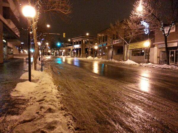 Photo of icy road conditions in Kamloops. 