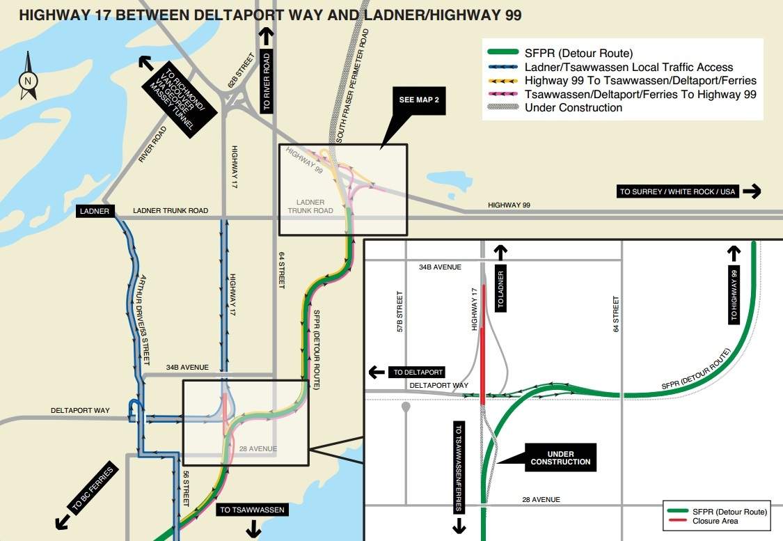 Confusion for drivers in Delta after South Fraser Perimeter Road partially re-opens - image