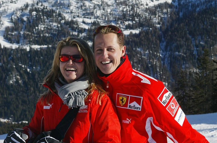 German Formula 1 driver Michael Schumacher poses with his wife Corinna, in the winter resort of Madonna di Campiglio, in the Dolomites area, Northern Italy, 11 January 2005.  