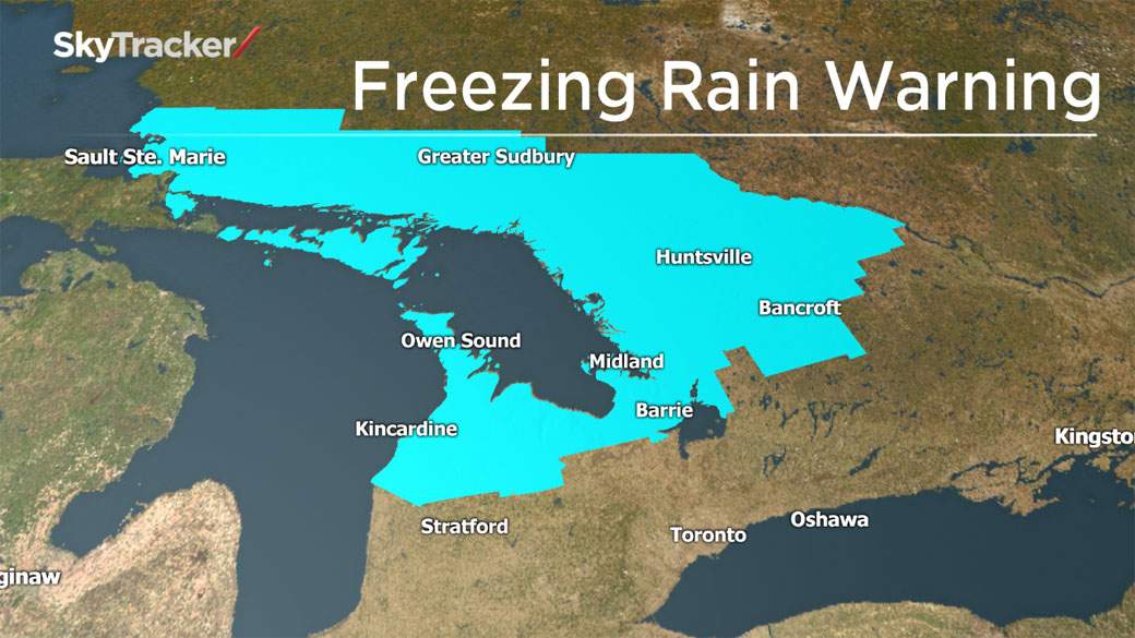 Freezing rain warnings have been issued for areas north of the GTA, but that doesn’t mean we’re out of the woods yet.
