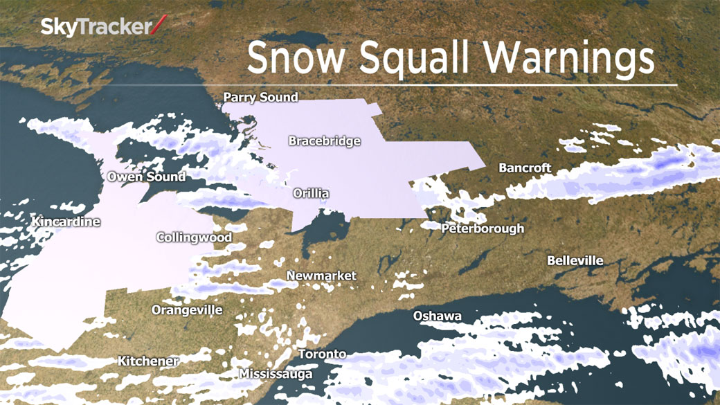 Snow squalls affecting areas north of GTA
