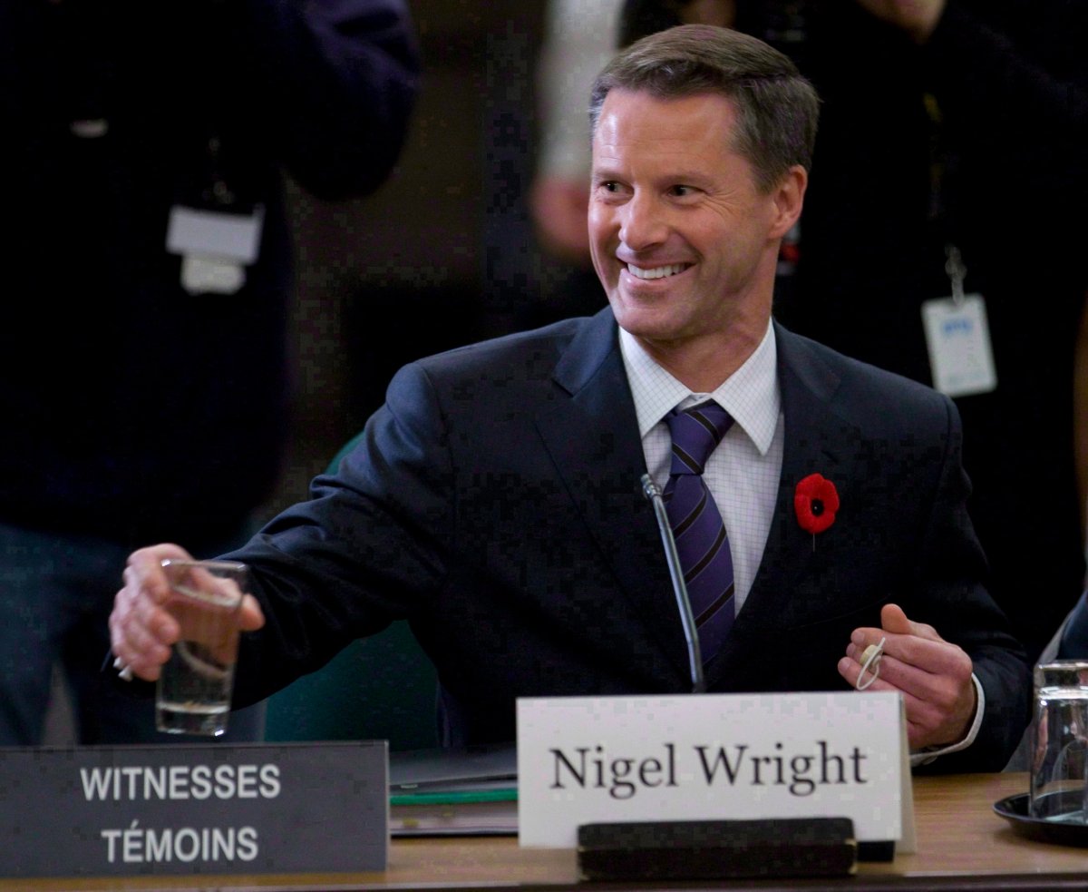 Nigel Wright, chief of staff for Prime Minister Stephen Harper, is shown appearing as a witness at the Standing Committee on Access to Information, Privacy and Ethics on Parliament Hill in Ottawa on Nov. 2, 2010. THE CANADIAN PRESS/Sean Kilpatrick.