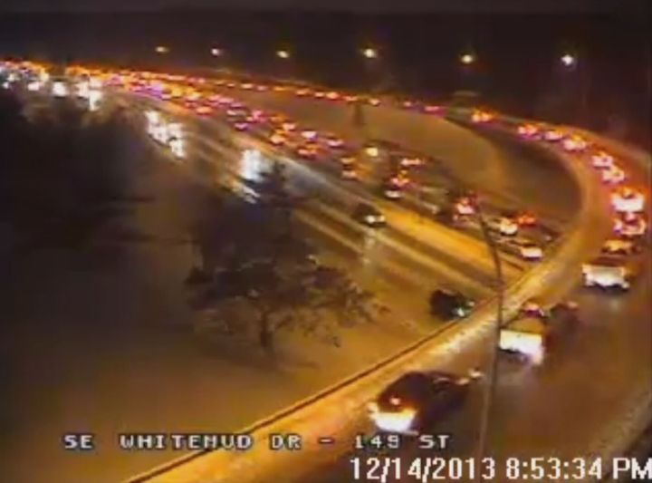 Traffic conditions on the Quesnell Bridge Saturday, Dec. 14, 2013.