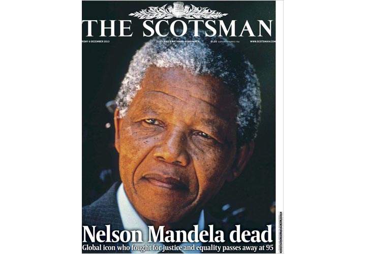 Mourning the death of Nelson Mandela: Newspaper, magazine front pages from around the world - image