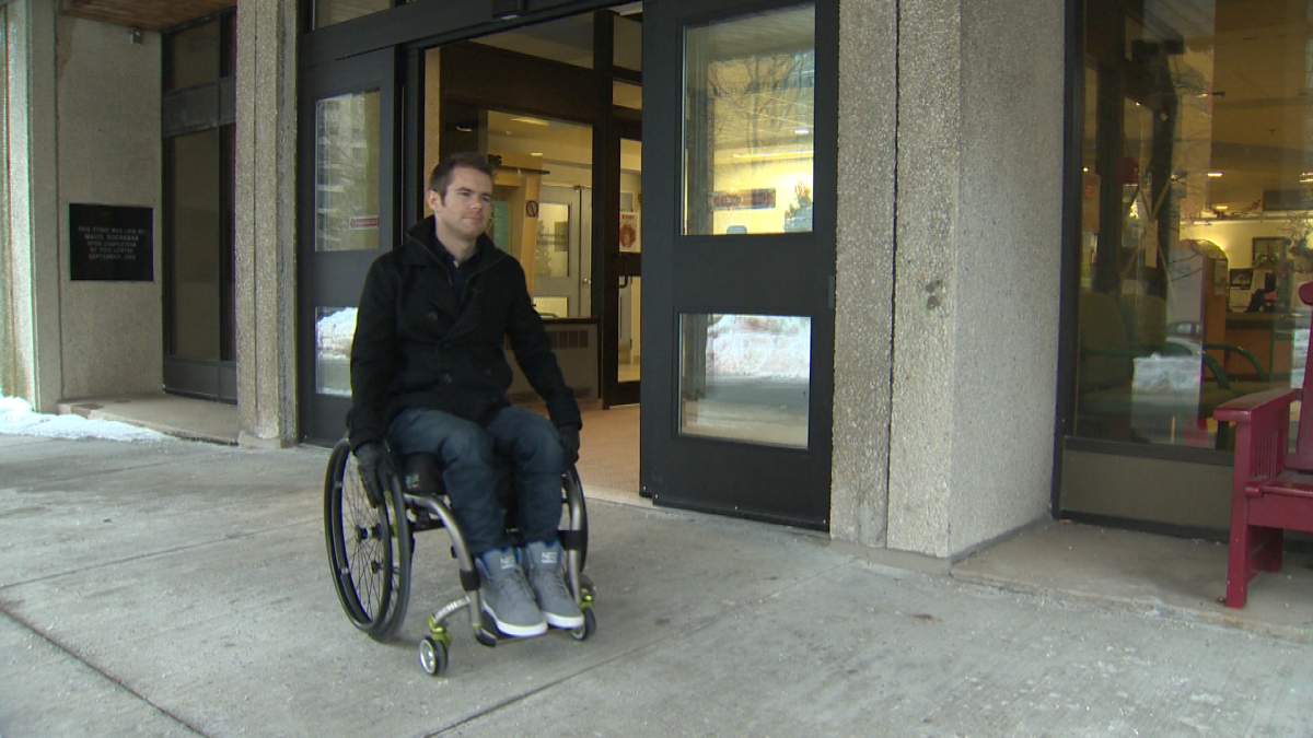 Scott Jones breathes in some breathe air on a trip outside the Rehab Centre.