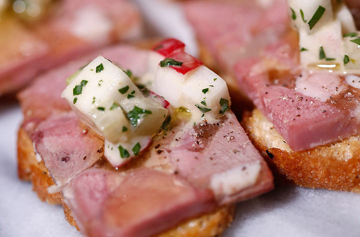 Veal Terrine with Fall Vegetables and Bagna Cauda Dressing