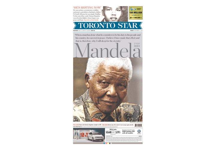 Mourning the death of Nelson Mandela: Newspaper, magazine front pages from around the world - image