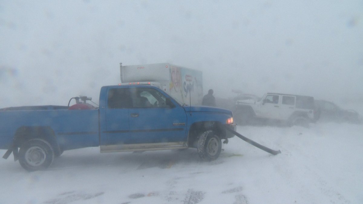 One of several crashes on the Trans-Canada Highway east of Calgary.
