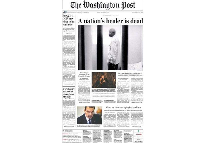 Mourning the death of Nelson Mandela: Newspaper, magazine front pages from around the world - image