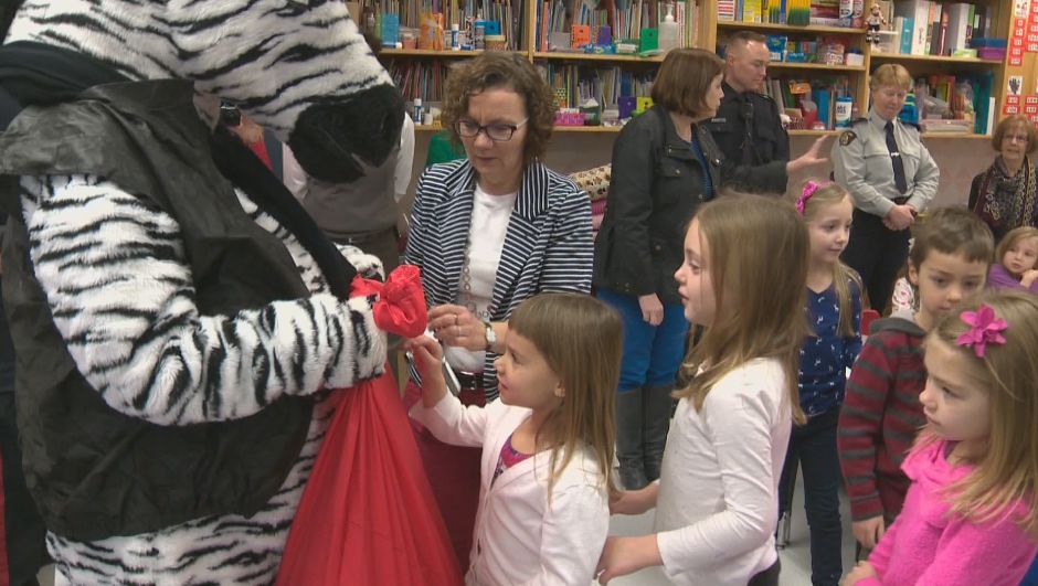 A grade 1 class in St. Albert donates essentials to young abuse victims, Thursday, December 19, 2013. 