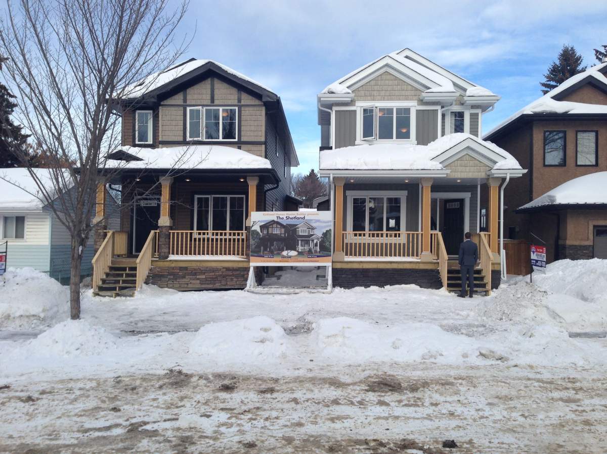 Edmonton’s new ‘skinny homes’, located at 8318-79 Avenue, in the King Edward Park area, January 10, 2014