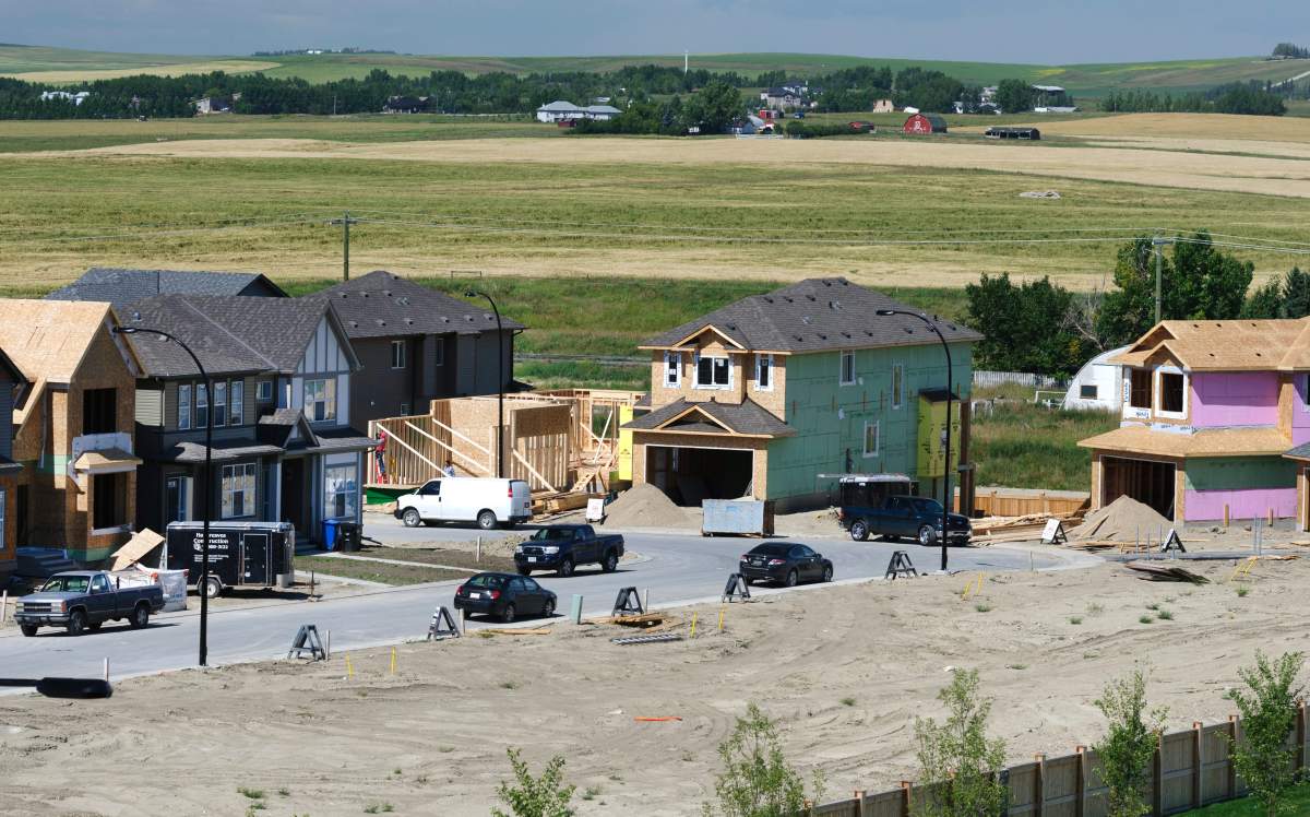 New home construction in north Calgary, Alberta on August 20, 2013.