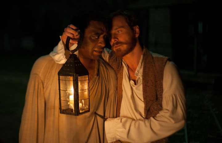 Chiwetel Ejiofor and Michael Fassbender in a scene from '12 Years a Slave.'.
