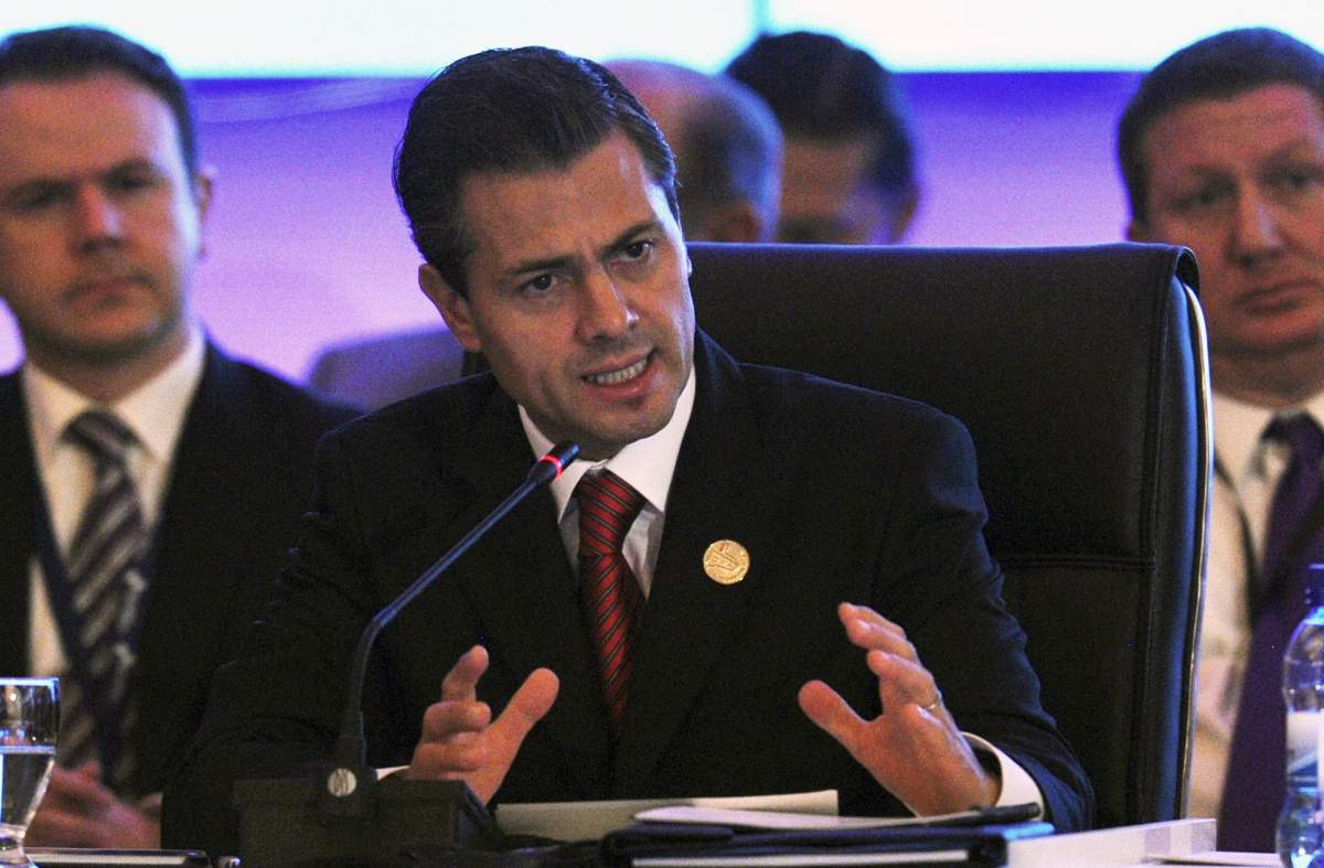 Mexican President Enrique Pena Nieto speaks during the XXIII Ibero-American Summit, in Panama City, on October 19, 2013.