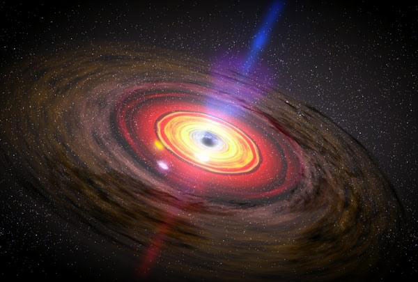 An artist's concept of matter swirling around a black hole.