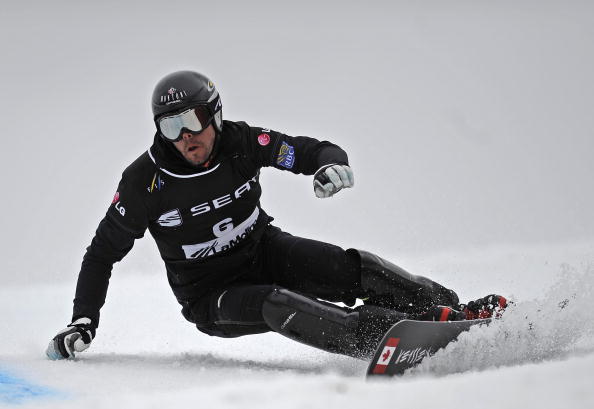 Canada's Jasey Jay Anderson competes in the men's World Cup parallel giant slalom in La Molina on March 21, 2010. Anderson took the first position.