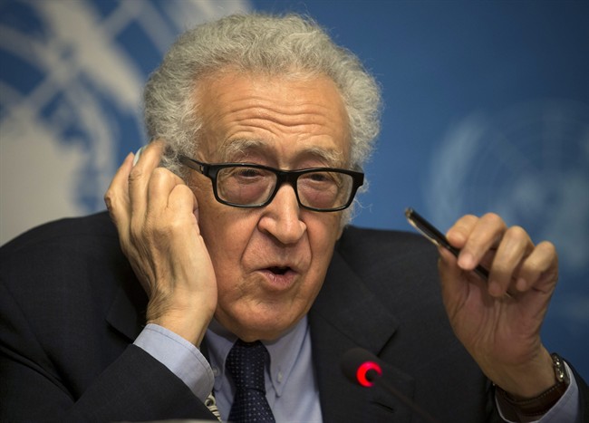 U.N. Special Representative Lakhdar Brahimi gestures during his press briefing at the United Nations headquarters in Geneva, Switzerland, Friday, Jan. 31, 2014. Face to face talks adjourned after 6 days on Sat., Feb 15 with no progress. 