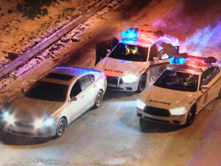 A dangerous high-speed chase north of Montreal ended with the arrest of three people in Laval, Que. on January 24, 2014.