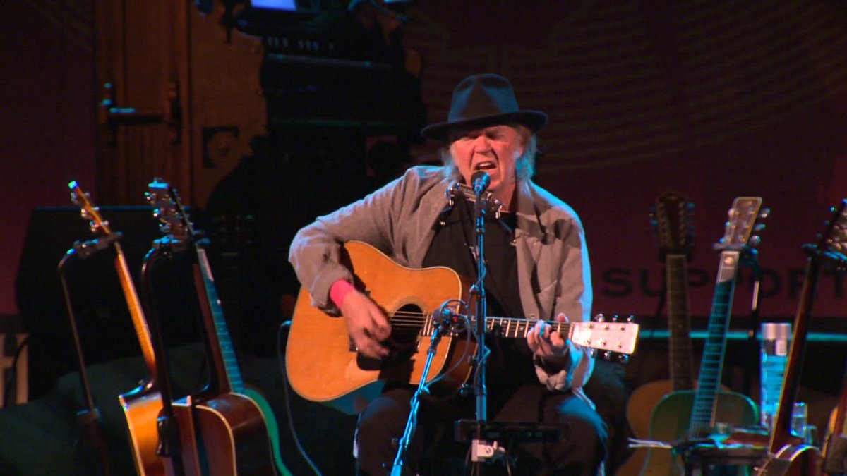 Neil Young's anti-oilsands tour will stop in Regina today.