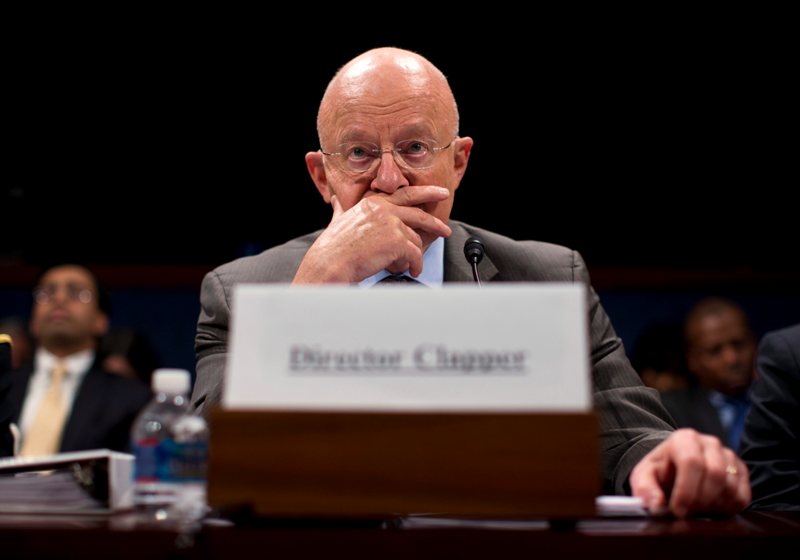 Director of National Intelligence James Clapper pauses while testifying on Capitol Hill in Washington, Tuesday, Oct. 29, 2013, before the House Intelligence Committee hearing on potential changes to the Foreign Intelligence Surveillance Act (FISA).  (AP Photo/ Evan Vucci).