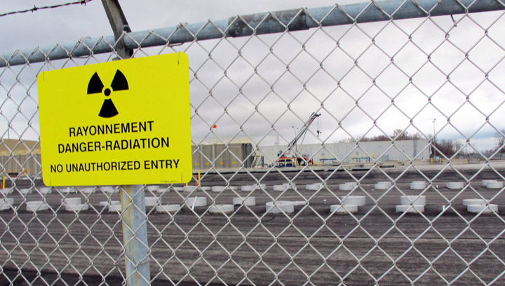 This Nov. 1, 2013 photo shows rows of chambers holding intermediate-level radioactive waste in shallow pits at the Bruce Power nuclear complex near Kincardine, Ontario. Creighton, Saskatchewan is one of 14 communities in Canada being considered for a nuclear waste storage facility.