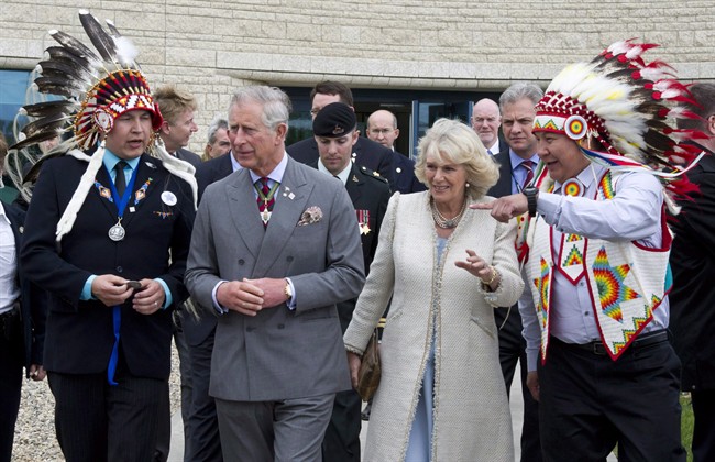 Prince Charles and his wife Camilla visit the Aboriginal University in Regina during their last visit to Canada, on May 23, 2012. 