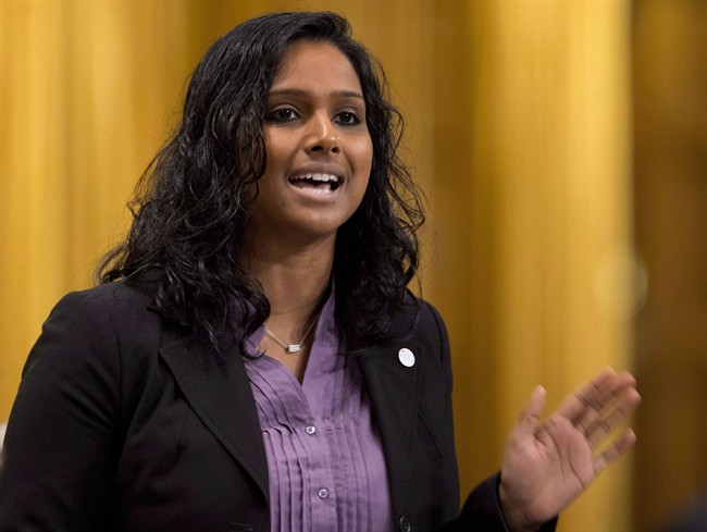 NDP MP Rathika Sitsabaiesan rises during Question Period in the House of Commons in Ottawa on October 19, 2012.