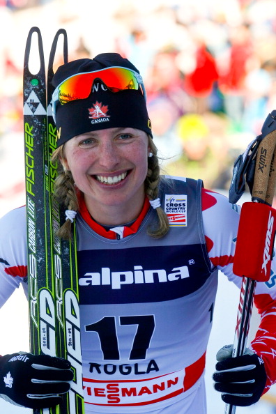 Chandra Crawford of Canada takes 2nd place during the FIS Cross Country World Cup Women's 10km Mass Start on December 18, 2011 in Rogla, Slovenia.