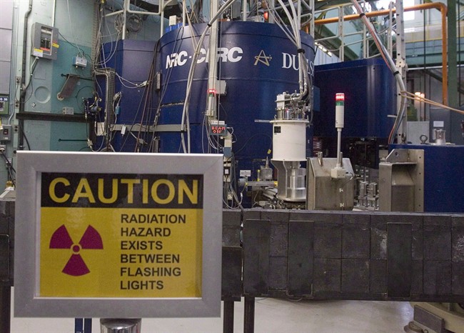 A warning sign is posted at the Chalk River nuclear plant on December 19 2007. 