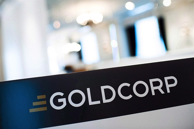 A Goldcorp sign is pictured at the annual meeting in Toronto on May 2, 2013.