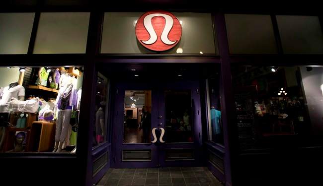 The front of a Lululemon Athletica store is seen in downtown Victoria, on June 9, 2013. THE CANADIAN PRESS/Jonathan Hayward.