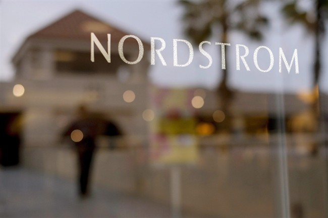 FILE: This May 9, 2013 photo shows a Nordstrom sign at a shopping mall in Brea, Calif. 
