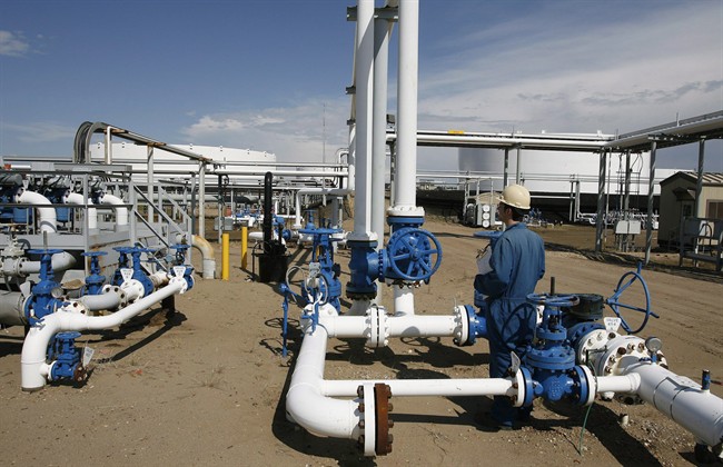 The oil pipeline and tank storage facilities at the Husky Energy oil terminal in Hardisty, Alta., June 20, 2007. THE CANADIAN PRESSL/arry MacDougal.