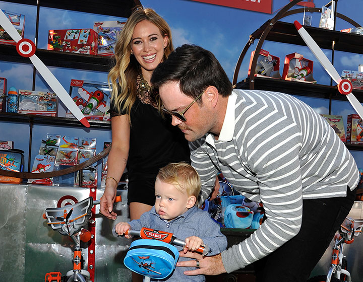 Hilary Duff and Mike Comrie with their son Luca, pictured in August 2013.