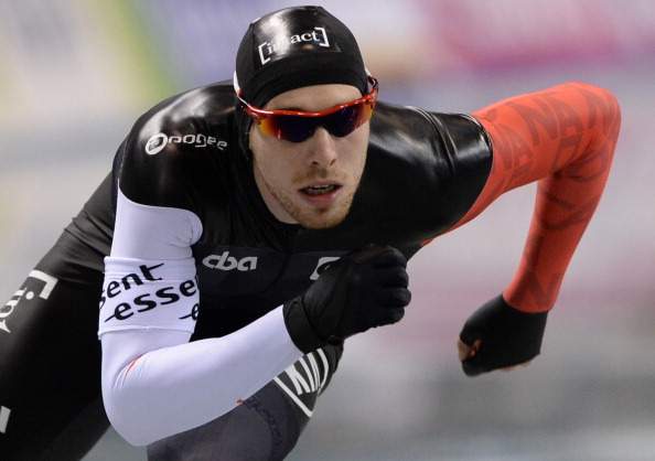 William Dutton of Canada skates during the men's 1000m event at the ISU World Sprint Speed Skating Championships in Nagano on January 18, 2014. 