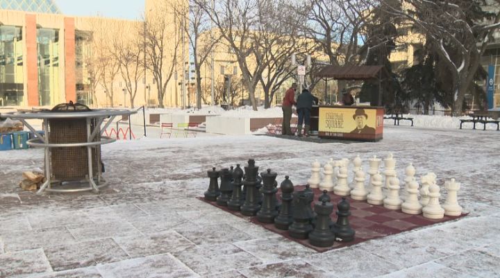 Ping pong and oversized chess were set up in Churchill Square Sunday, Jan. 5, 2014.
