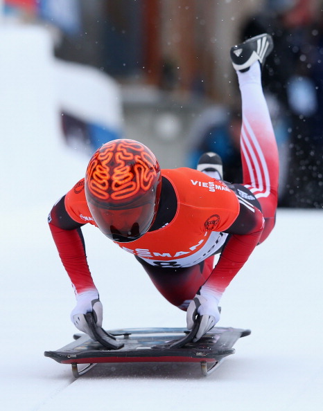 John Fairbairn of Canada competes during heat one of the Men's Skeleton at the Viessmann FIBT Bob &amp; Skeleton World Cup at the Olympia Bob Run on January 10, 2014 in St Moritz, Switzerland.