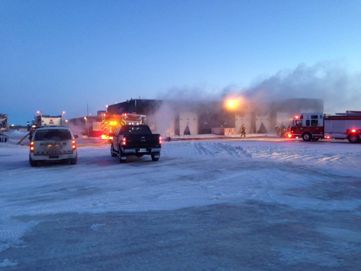  It was a cold morning for Regina firefighters as they dealt with a blaze in the industrial part of the city on Monday.