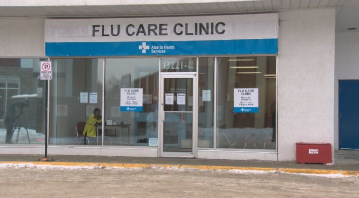 Edmonton's only flu care clinic, located at 132 Street and 115 Avenue.